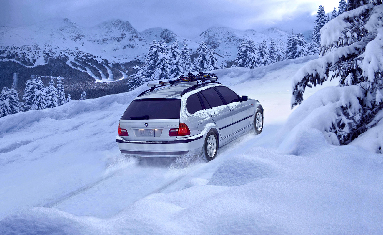 BMW Touring Wagon Winter Ski Shot